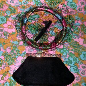 Vintage Graceline Bag Enameled Flowers Tessa de Baviera Silk Scarf France Lot